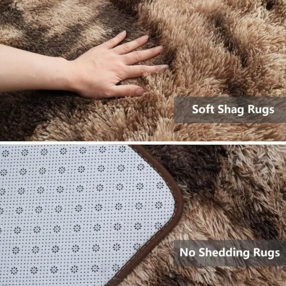 New 8x10 Brown Shag Area Rug, Ultra Soft Fluffy Carpet for Bedroom & Nursery